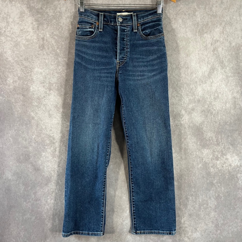 Levi's‎ Ribcage Straight Jeans Women 26 Blue High Rise Button Fly Denim Casual